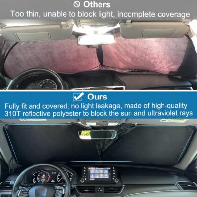 Premium Car Windshield Sun Shade for 2018-2022 Honda Accord Front Window Sun Visor Reflector 310T Thickened Blocks UV Rays Foldable Sunshade Car Interior Protection Accessories - Image 4