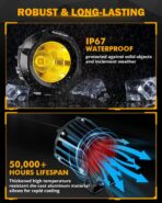 Auxbeam Amber Fog Lights, 3.5 Inch 50W Round Led Offroad Light 5000LM Yellow Round Led Pods with Wiring Harness Kit, Spot Flood Combo Driving Lights for Truck ATV UTV Motorcycle Off-Roading - Image 4