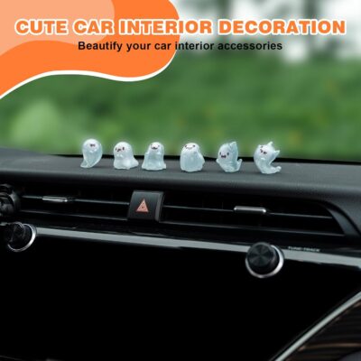 Luminous Ghost Car Dashboard Decor, 6PCS Fun Ghost Car Dash Decorations, Rear View Mirror Ornament, Interior Accessories for Home Office - Image 2