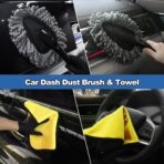 NIKCOSMK Windshield Cleaner Tool, 14Pcs Car Cleaning Kit - Car Interior Detailing Kit with Extendable Handle, Cleaning Gel & Microfiber Pads, All-in-One Inside Car Cleaning Supplies for Women Men - Image 6