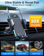 VANMASS 2026 Phone Holders for Your Car Ultimate Military-Grade Car Phone Holder Mount【Patent & Safety Certs】Upgraded Shockproof Truck Air Vent Phone Mount for iPhone 17 Pro Max 16 15 Samsung Android - Image 8