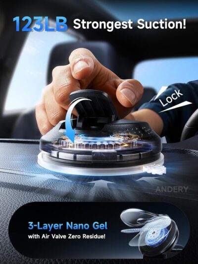 ANDERY Car Phone Holder for MagSafe [360° Adjustable Memory Alloy Arm | 2400gf Strongest Magnetic Power] Bendable Car Mount, Phone Holders for Your Car for iPhone and All Smartphones, Carbon Fiber - Image 3