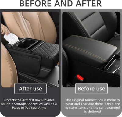 TourKing Car Armrest Cushion,5-in-1 Center Console Cover,Arm Rest Cover for Car,Car Armrest Storage Box, Tissue Box Slot, Phone Slot for Sedans, Car Accessories Interior Organizers for Most Cars - Image 6