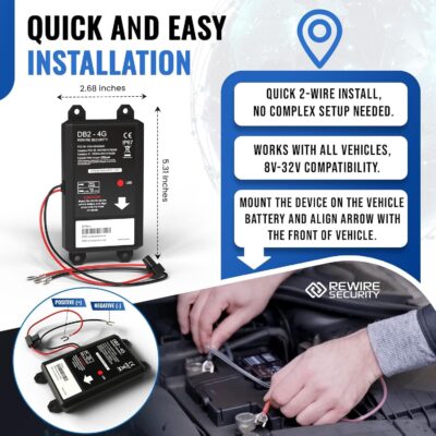 REWIRE SECURITY DB2-4G GPS Tracker for Vehicles – Real-Time Vehicle Tracking Device for Car, Van, Motorhome | Easy Battery Install | Live App Tracking | 4G Fleet Tracking | Low Cost Subscription Plan - Image 6