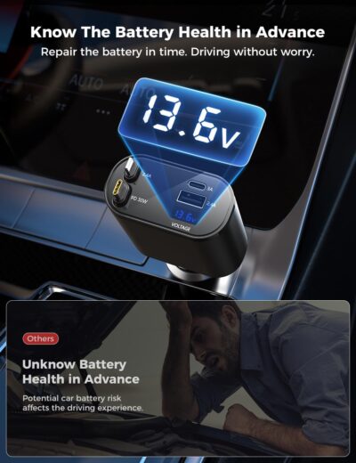 [Upgraded] SUPERONE Retractable Car Charger 4 in 1, Fast Car Phone Charger with Cord 2.6ft, USB C and Apple Car Adapter, Compatible with iPhone 17 16 15/15 Pro Max/14/13/12/11, Galaxy, Pixel - Image 7