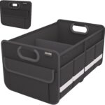 Homeve Trunk Organizer, Car Storage, Reinforced Handles, Collapsible Multi-Compartment Car Organizers, Foldable, Waterproof, 2 Compartments, Suitable for Car Accessories, SUV (Black, Standard)