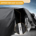 All-Weather Waterproof Car Cover - UV-Resistant Outdoor Full Exterior Protection for Ford Fiesta Hatchback 210D-PU Black Blue with Right Side Zipper - Image 6