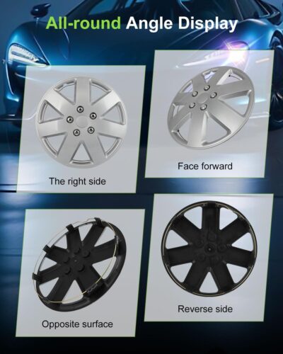 SCITOO 16" Silver Hubcaps Set of 4, fits Cars, Trucks, SUVs, Easy Install, Universal fit, Stylish & Rust-Resistant - Image 2