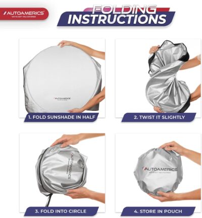 Autoamerics 1-Piece Windshield Sun Shade Standard Silver Foldable Car Front Window Sunshade for Most Cars SUV Truck - Heat Blocker Visor Protector Blocks Max UV Rays and Keeps Your Vehicle Cool Medium - Image 8