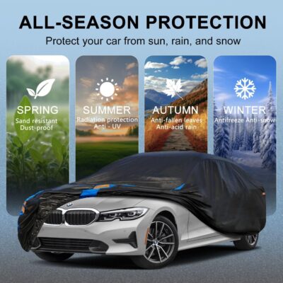 Car Cover Waterproof All Weather for Automobiles, Full Exterior Covers for Sedan & Coupe (186-193 inch) Universal Fit for Ford Mustang, Chevy Camaro Corvette etc. Rain Sun Snow Protection. - Image 6