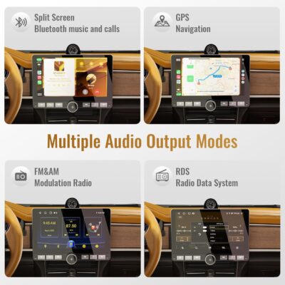 10.1" Single Din Android Car Stereo with 360° Rotatable Touch Screen - Android 13, Wireless CarPlay & Android Auto, 2G+64G, Built-in GPS/Wi-Fi/Bluetooth, Includes Backup Camera. - Image 6