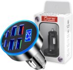 6 Port Fast USB Car Charger (PD+QC3.0),Cigarette Lighter USB Charger with LED Digital Display,Universal Car Charger Adapter Car Accessories Interior for Most 12V/24V Vehicles