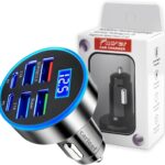 6 Port Fast USB Car Charger (PD+QC3.0),Cigarette Lighter USB Charger with LED Digital Display,Universal Car Charger Adapter Car Accessories Interior for Most 12V/24V Vehicles