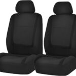 FH Group Car Seat Covers Front Set in Cloth for Low Back Car Seats with Removable Headrest, Universal Fit, Automotive Washable for SUV, Sedan, Van Black