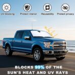 PIMCAR Windshield Sunshade for Ford F-150 2015-2020 | Premium 310T Reflective Polyester UV & Heat Blocker | Reduces Interior Temperature, Foldable with Storage Pouch - Image 3