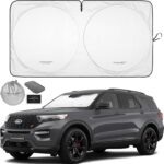 Autoamerics 1-Piece Windshield Sun Shade Standard Silver Foldable Car Front Window Sunshade for Most Cars SUV Truck - Heat Blocker Visor Protector Blocks Max UV Rays and Keeps Your Vehicle Cool Medium