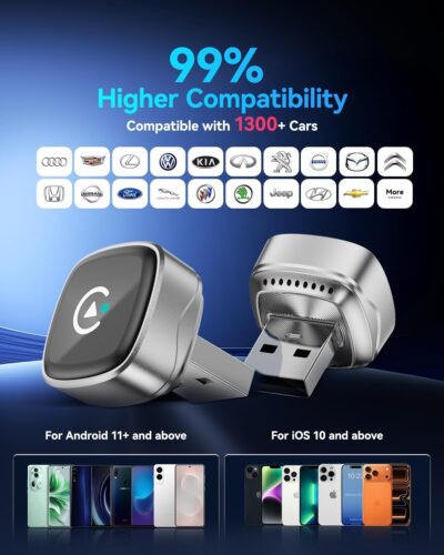 2026 Ultra Mini Wireless Carplay Adapter for iPhone & Android Auto, USB for Apple Car Play Dongle Plug & Play for iOS 10+ & Android 10+, Auto-Reconnect, Stable & No Lag - Image 8