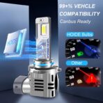 H11/H9/H8 and 9005/HB3Light Bulbs Combo, 800% Brighter (70000LM), 6500K Fog Lights Cool White, Plug-N-Play, Pack of 4 + with Free White Installation Gloves - Image 7