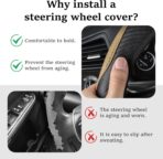 Car Steering Wheel Cover, 15 inch Carbon Fiber Microfiber Anti-Slip Breathable PU Leather Elastic Steering Wheel Protector, Car Interior Accessories for Most Cars (Beige) - Image 5