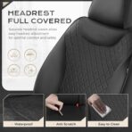 Coverado Seat Covers Full Set, 5 Seat Black Car Seat Covers, Leather Car Seat Protectors, Automotive Front and Back Seat Covers, Waterproof Car Seat Cushions Universal Fit for Most Sedan, SUV, Truck - Image 6