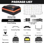WEIZE 54" x 34" Heavy Duty Roof Rack Basket, 200LBS Universal Rooftop Cargo Basket with Waterproof Bag, Cargo Net & Tie Down Straps, Steel Luggage Holder for Car SUV Truck - Image 4