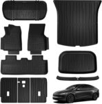 TripleAliners 10PCS Floor Mats Fit for 2026+Tesla Model Y Juniper Set Full Protection All Weather TPE Anti-Slip Custom Fit Floor& Frunk& Trunk& Rear Lower& Backrest Mat& Bumper Guard(Not Fit Standard)