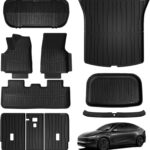 TripleAliners 10PCS Floor Mats Fit for 2026+Tesla Model Y Juniper Set Full Protection All Weather TPE Anti-Slip Custom Fit Floor& Frunk& Trunk& Rear Lower& Backrest Mat& Bumper Guard(Not Fit Standard)