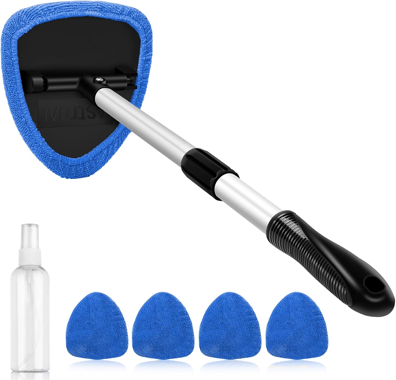 71mOe1aN15L._AC_SL1500_.jpg AstroAI Windshield Cleaner Tool, Car Interior Window Detailing Cleaning Kit with Extendable Handle and 4 Easy-to-Install Reusable Microfiber Pads, Auto Glass Wiper Brush Kit for Car&Home, Blue, 21in - Image 1