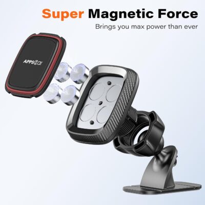 [2 Pack] Magnetic Phone Holder for Car, APPS2Car [Super Strong Magnet] Phone Mount for Car, Dashboard Magnetic Car Phone Holder Mount with Strong VHB Adhesive Mounting, Compatible with iPhone, Samsung - Image 5