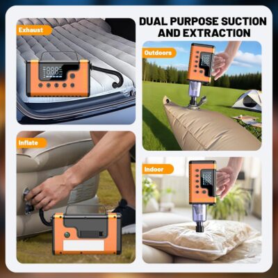 Car Jump Starters with Air Compressor, 5000A Portable Car Battery Booster, Clean Vacuum Cleaner, 12V Lithium Ion Battery Charger, 150PSI Tire Inflator for 8.0L Gasoline and 6.0L Diesel Engines - Image 7