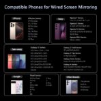 Wireless CarPlay Adapter with Wired DP Video Streaming for Net-Flix YouTube TikTok, Screen Mirroring for iOS & Android, Voice Control Navigation Music Calls, Compatible with Wired CarPlay Gray - Image 8