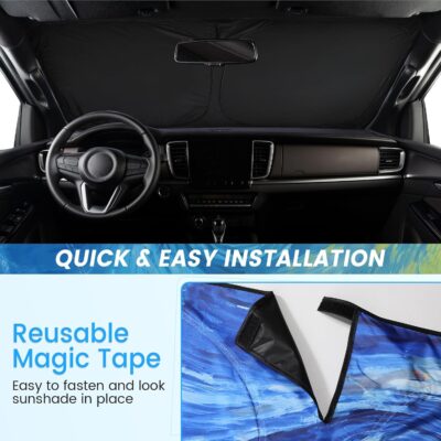 Windshield Sun Shade - Windshield Sun Shade Foldable Offers Ultimate Protection for Car Interior UV Protection Car - Image 6