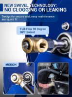 MEKOH Pressure Washer Hose Reel 3/8"x350ft, 5000PSI Hand Crank Power Washer Hose Reel for 1/4"x455ft, Heavy Duty Steel Hose Reel with Trailer/Wall/Van Mount, A-Frame Manual Reel for Water,M22 Fitting - Image 3