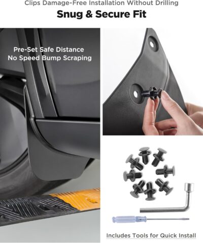 Tparts Mud Flaps Splash Guards for Tesla Model Y Juniper 2025-2026 (Premium/Performance), All-Weather Mud Guard Kits, Exterior Accessories Sediment Protection No Drilling Required Black (Set of 4) - Image 6