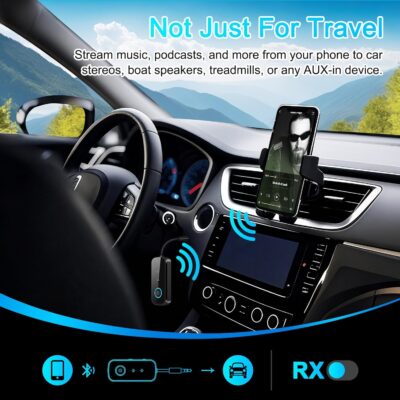 Premium Pro Bluetooth 5.4 Transmitter Receiver,Airplane Audio Adapter,Wireless Transmitter for TV/Travel Flight,Airline,Gym.Compatible with 2 AirPods/Headphones,Bluetooth Receiver for Car/Home Stereo - Image 7