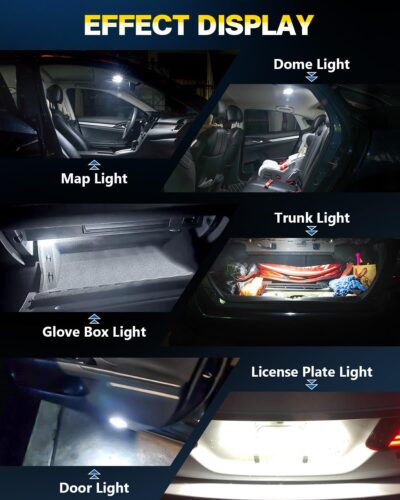 10Pcs 194 T10 168 W5W 2825 LED Bulb, Super Bright LED Car Interior Dome Map Camper RV License Plate Light Bulbs, Upgraded 25-SMD 3014 Chipsets 12V 400LM 6500K Xenon White - Image 3