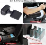 Rupse Universal Car Armrest Storage Box with Cup Holder, Adjustable Wrist Support, Center Console Organizer for Most Cars (Black Red Line) - Image 2