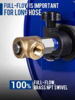 MEKOH Pressure Washer Hose Reel 100FTx3/8”, 200FTx1/4” Manual Power Washer Hose Reel with M22 14mm Fitting,4500PSI Heavy Duty Hose Reel for Water,High Pressure Metal Reel with Wall/Van/Trailer Mount - Image 6