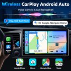 PLZ 10.1" Wireless Single Din Car Radio Stereo with Apple Carplay Android Auto Touch Screen, Car Play Audio Receivers Headunit, Bluetooth 5.3, Backup Camera, 240W, 2 Subwoofers, Navigation, FM/AM, SWC - Image 3