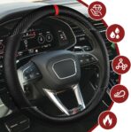 Car Steering Wheel Cover, Steering Wheel Accessories, 15 Inch Microfiber Leather Carbon Fiber Soft Anti-Slip Breathable, Car Accessories Elastic Non-Slip Cover for Most Vehicles (Black) - Image 3