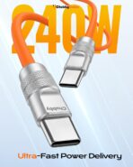 chubbycable Chubby 2.0 USB C 240W Fast Charging Cable Silicone Soft Durable USB C Cable Extra Thick Charger Cord Compatible with iPhone 17-15 Series iPad, Orange, Type-C to Type-C, 3.3FT - Image 2
