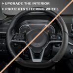 GIANT PANDA D Shape Steering Wheel Cover for Nissan Rogue Kicks - Auto Car Steering Wheel Cover Customized for Nissan Altima Sentra(Black+Black Line-D-Shaped) - Image 5