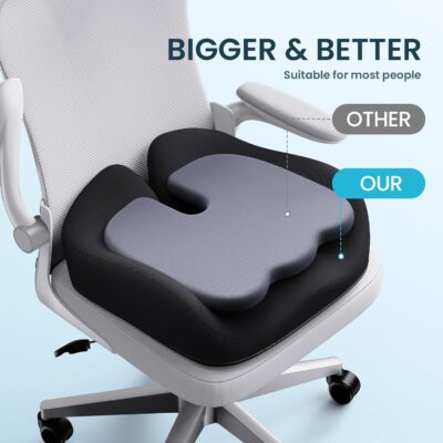 Benazcap Memory Foam Seat Cushion for Office Chair, Ergonomic Chair Cushions for Tailbone Pain Relief, Sciatica & Back Support, Office Chair Cushion & Car Seat Cushion - Image 4