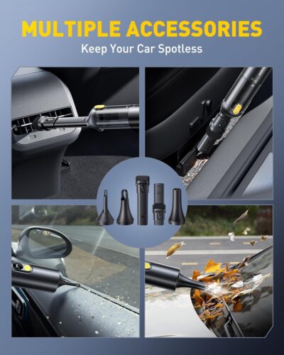 AUXITO Car Vacuum Portable Cordless 14000Pa Suction, Handheld Vacuum Blow & Suction 2 in 1, Small Vacuum Cleaner Hand Held Vacuum for Car, Home, Pet, Office, Ideal Gifts for Men & Women (Black) - Image 4