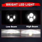 FATECIM 4.5" Bullet Round Motorcycle LED Headlight with Visor 4 1/2 Inch Motorbike Hi/Lo Beam Headlamp Bottom Mount Heavy Duty for Harley Kawasaki Honda Yamaha Suzuki Chopper Cafe Racer Bobber Chrome - Image 2