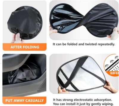 4PCS Car Window Shade, Automobile Sunshade, Car Sun Blocker, Static Suction car Window Sunshade, 99% Sun-Blocking Rate, Front and Rear Window sunshades - Image 3