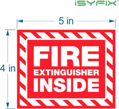 iSYFIX Fire Extinguisher Inside Signs Stickers – 5 Pack 5x4 Inch – Self-Adhesive Vinyl Decals, Laminated for UV, Weather, Scratch, Fade Resistance, for Cars, Trailers, Rv's, Trucks and Vehicles - Image 5