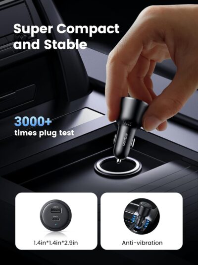 UGREEN 63W USB C Car Charger Adapter, PPS 45W Super Fast Charging 2.0 Type C Car Charger Cargador para Carro, Dual USB C for iPhone 17/16/15/14/13/12, Galaxy S24/S23/S22/Series, iPad, MacBook - Image 6