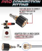 MJJC Foam Cannon Pro V2.0 (Thicker Snow Foam Technology) with 1/4 Inch Quick Connector for Pressure Washer, 40 oz Bottle (Pro V2.0 (1/4" Quick Connector) + SOAP Sample) - Image 4