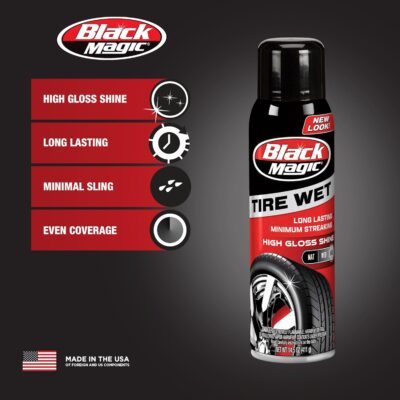 Black Magic BC23220 Tire Wet Spray, 14.5 Oz. - Weather and Rinse-Resistant Formula That Leaves Tires Looking Wet, Black and Glossy With Just One Spray - Image 3